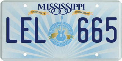 MS license plate LEL665