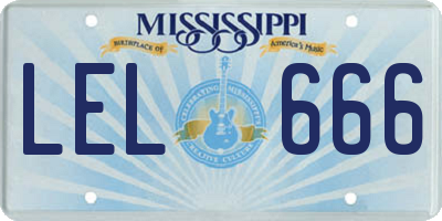 MS license plate LEL666
