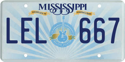 MS license plate LEL667