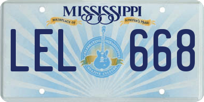 MS license plate LEL668
