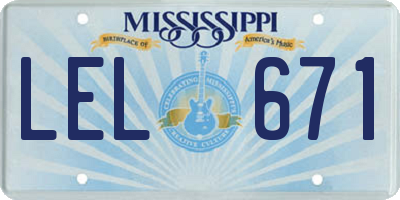 MS license plate LEL671