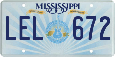 MS license plate LEL672