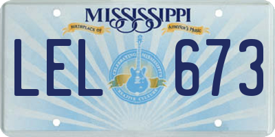 MS license plate LEL673