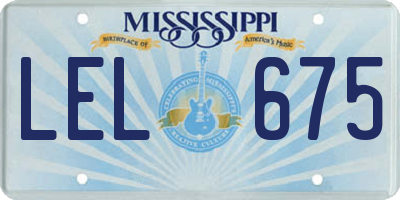 MS license plate LEL675