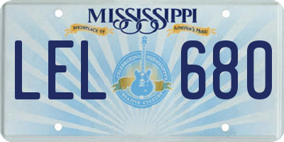 MS license plate LEL680