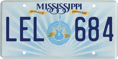 MS license plate LEL684