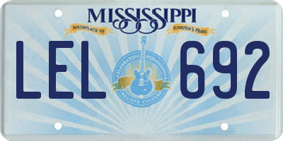MS license plate LEL692