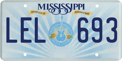 MS license plate LEL693