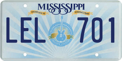 MS license plate LEL701