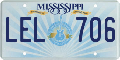 MS license plate LEL706