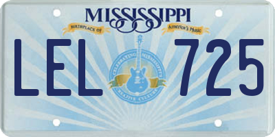 MS license plate LEL725