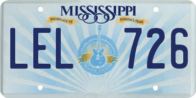 MS license plate LEL726