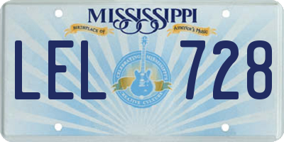 MS license plate LEL728