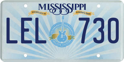 MS license plate LEL730