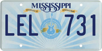 MS license plate LEL731
