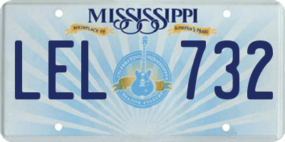 MS license plate LEL732