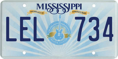 MS license plate LEL734