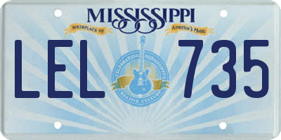 MS license plate LEL735
