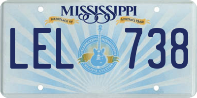MS license plate LEL738