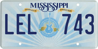 MS license plate LEL743