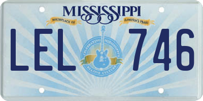 MS license plate LEL746
