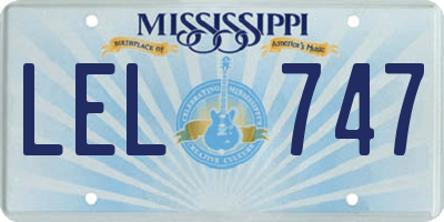 MS license plate LEL747