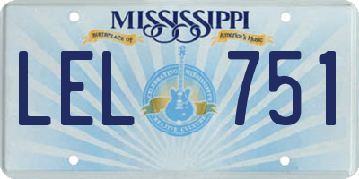MS license plate LEL751