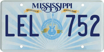 MS license plate LEL752