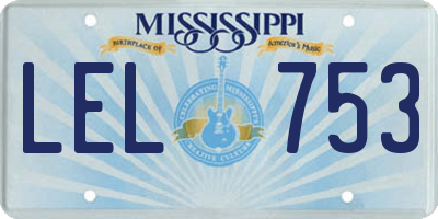 MS license plate LEL753
