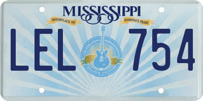 MS license plate LEL754