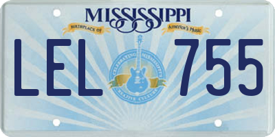 MS license plate LEL755