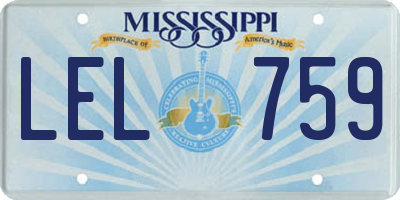 MS license plate LEL759