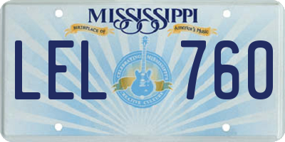 MS license plate LEL760