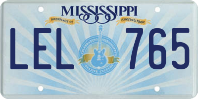 MS license plate LEL765