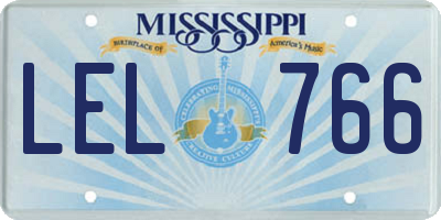 MS license plate LEL766