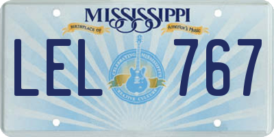 MS license plate LEL767