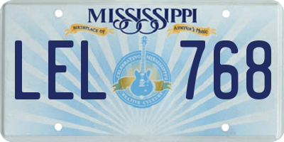 MS license plate LEL768
