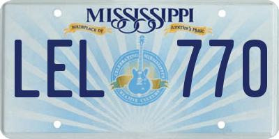MS license plate LEL770