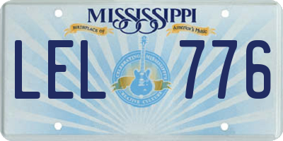 MS license plate LEL776