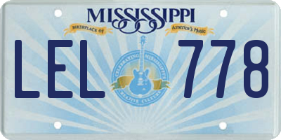 MS license plate LEL778