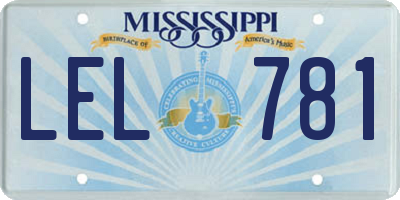 MS license plate LEL781