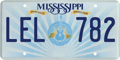 MS license plate LEL782
