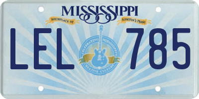 MS license plate LEL785