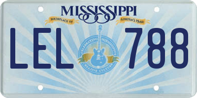 MS license plate LEL788