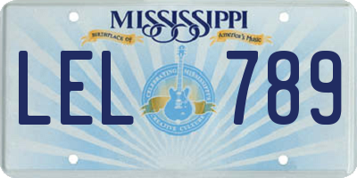 MS license plate LEL789