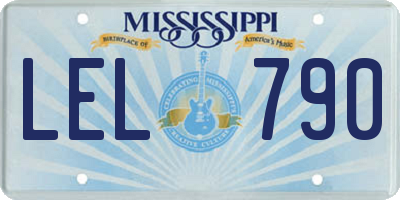 MS license plate LEL790
