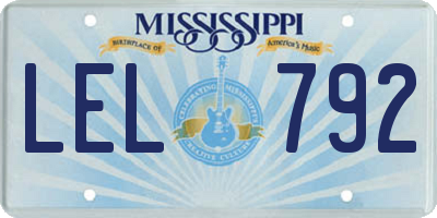 MS license plate LEL792