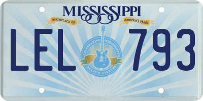 MS license plate LEL793