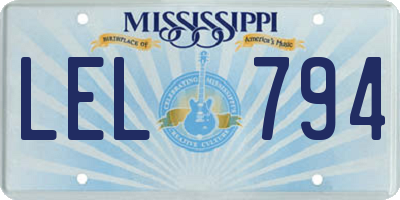 MS license plate LEL794