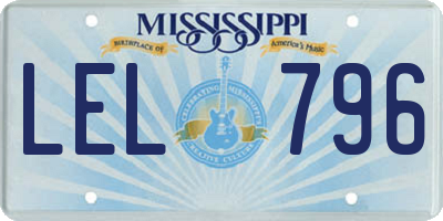 MS license plate LEL796